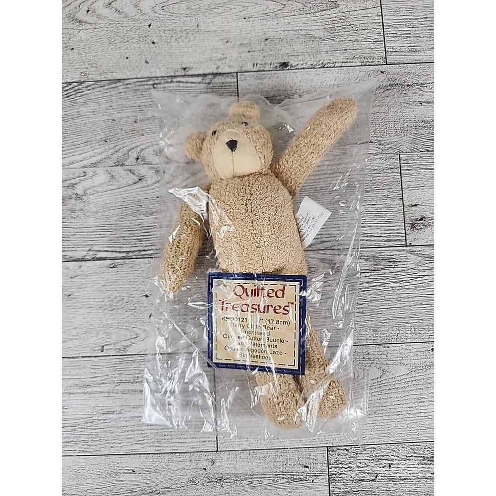 Vintage Quilted Treasures Terry Cloth Bear Wangs Intl 7" Diane LeFlohr NEW